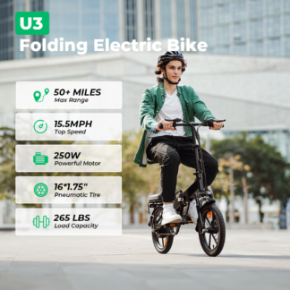 Folding Electric Bike - U3 Black