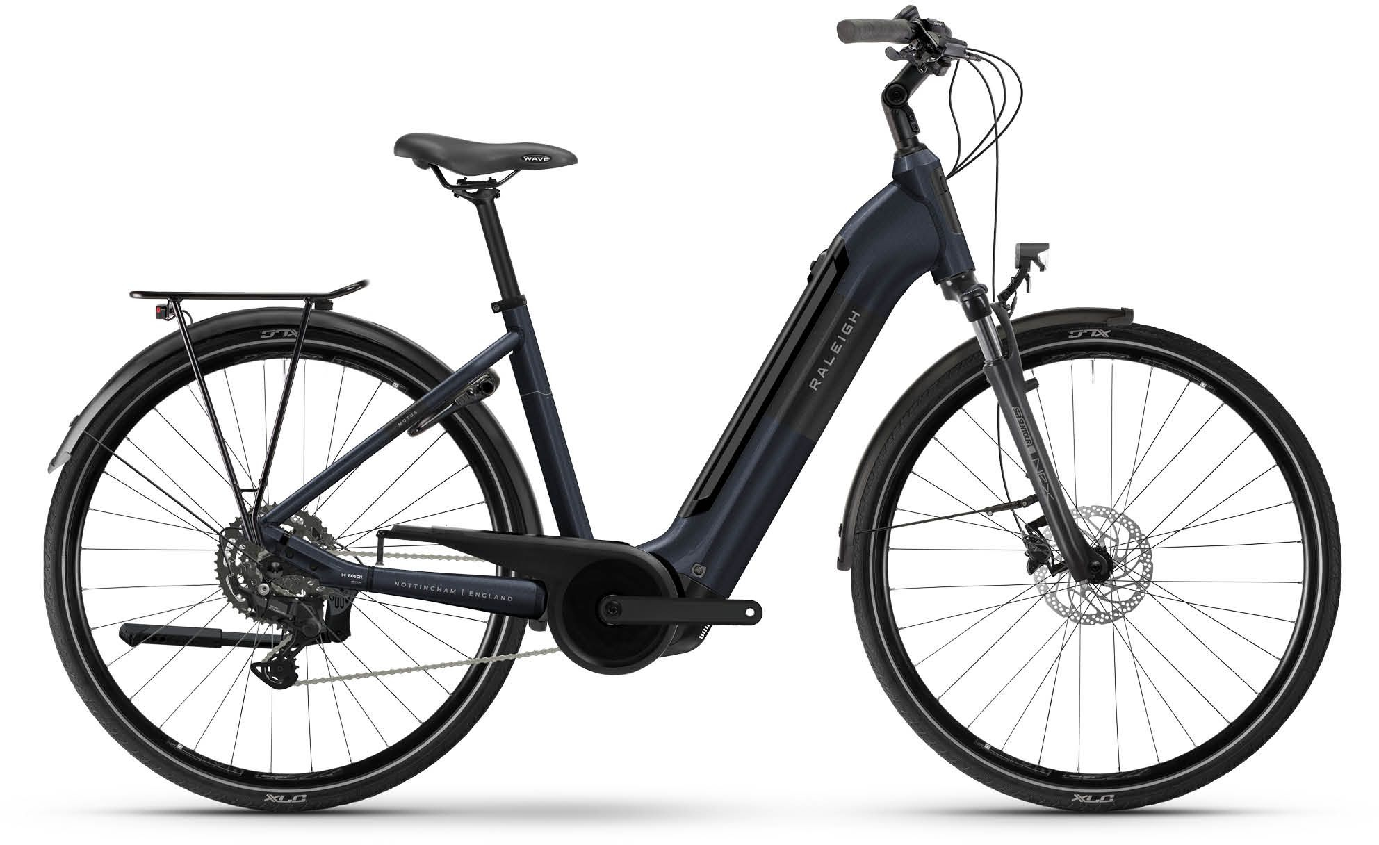 Raleigh Motus Derailleur Gear Electric Hybrid Bike S / 46CM Nightblue Gloss - Cycles UK