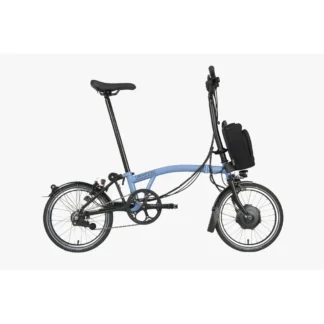 Brompton Electric C-Line Mid Bar Folding Bike 2023 Cloud Blue